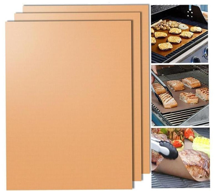 3er Set Antihaft Grillmatten für sauberes Grillen & Backen. Ideal als wiederverwendbares BBQ-Zubehör.