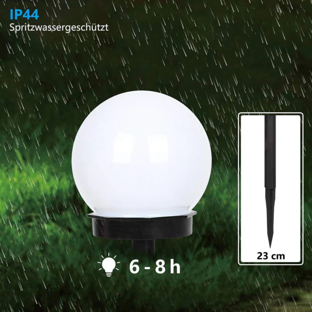 Elegante LED Solar Orbs als Gartenbeleuchtung im 3er-Set; wasserdicht, umweltfreundlich für Terrasse & Wege.