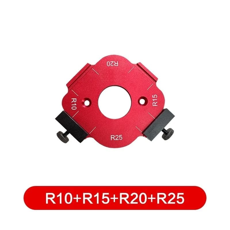 4-in-1 Eckpositionierer Schablone aus Aluminium für präzise Holzbearbeitung & Rundungen. Ideales Tischlerwerkzeug.