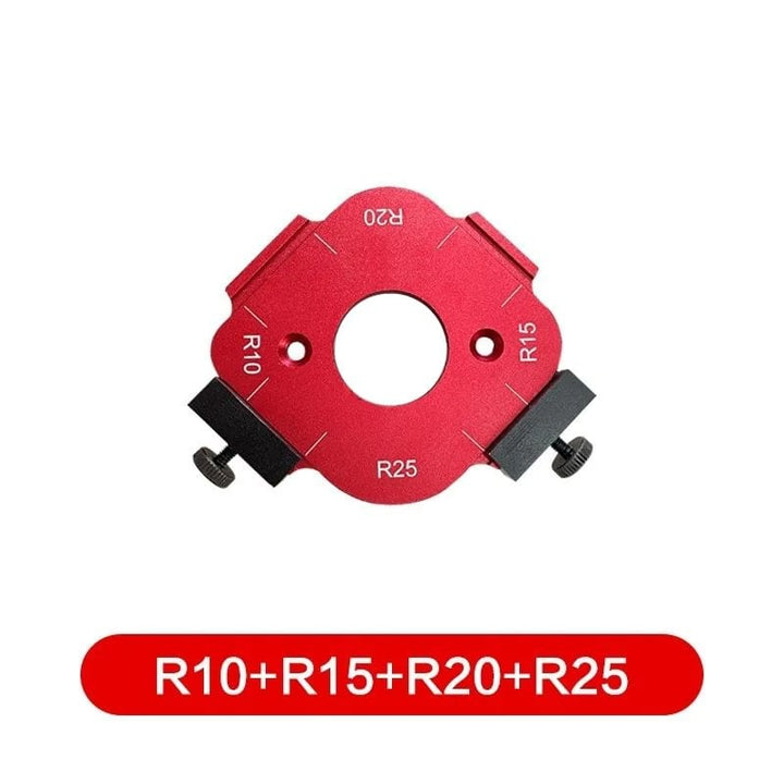 4-in-1 Eckpositionierer Schablone aus Aluminium für präzise Holzbearbeitung & Rundungen. Ideales Tischlerwerkzeug.