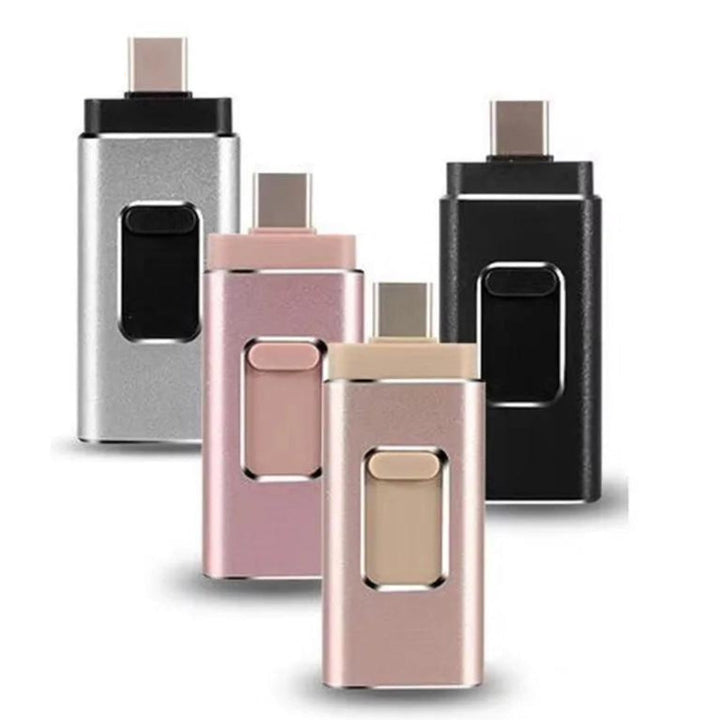 4-in-1 USB Flashdrive DataFlex für Smartphones, Tablets, PCs; einfacher Datenspeicher & -übertragung.