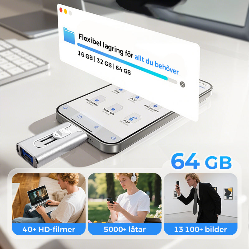 Hochwertiger Speicherstick für Smartphone-Backup und PC-Datentransfer. Kompaktes Design für unterwegs.