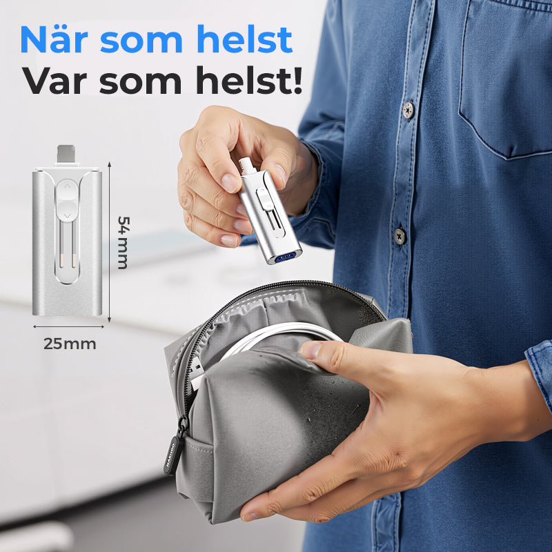 Digitalzubehör: 4-in-1 USB-Stick zur Speichererweiterung für mobile Geräte und Desktops. Multi-Anschluss.