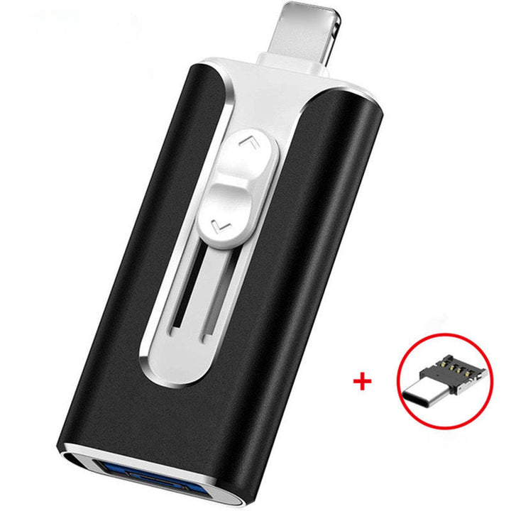 Vielseitiger USB-Stick mit USB-C und Lightning Anschluss. Perfekt für Datenmanagement & Speichererweiterung.