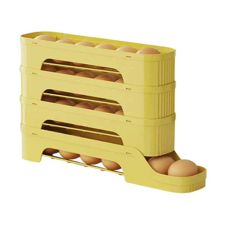 Frische Eier, organisiert & griffbereit: Selbstrollender 4-stöckiger Eier-Organizer für den Kühlschrank.