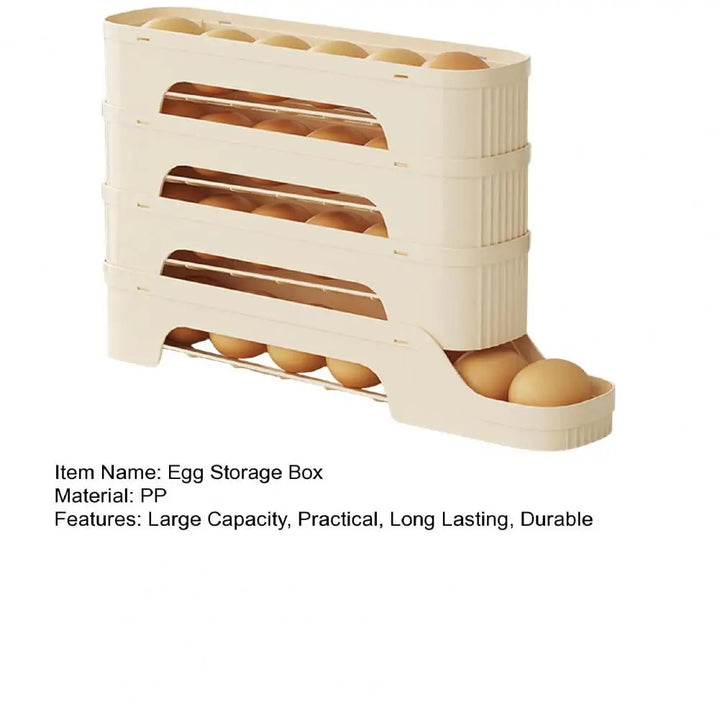 Selbstrollende Eierablage für den Kühlschrank. 4-stöckige Eierbox für einfache Entnahme & optimale Ordnung.