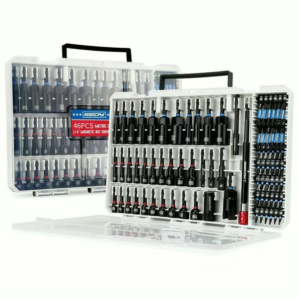 46-teiliges magnetisches Schrauber-Set für Profis & Heimwerker; ideal für Werkstatt & Reparaturen.