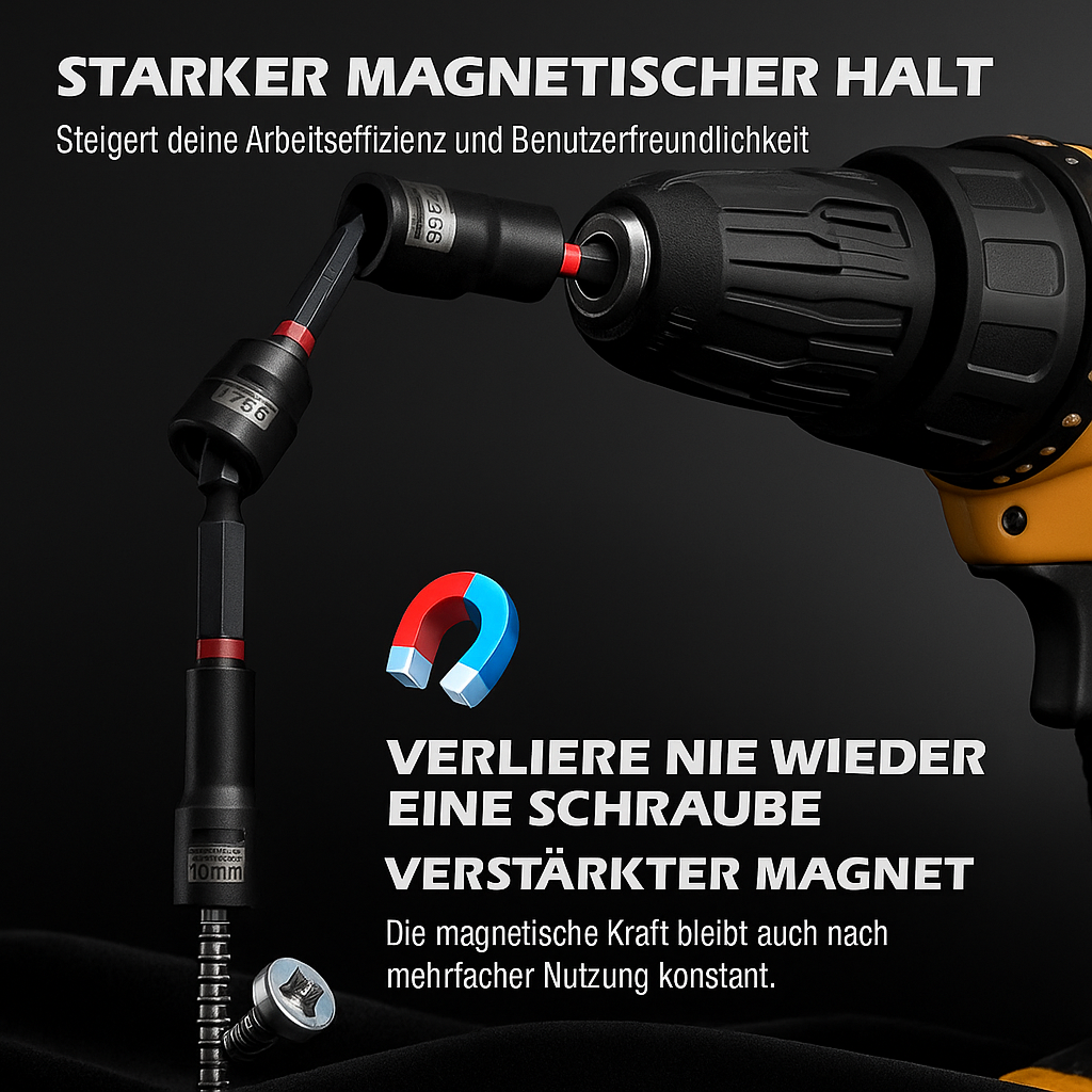 Robustes 46-teiliges Schrauber-Set aus hochfestem Stahl, magnetische Bits und Steckschlüssel für langlebigen Einsatz.