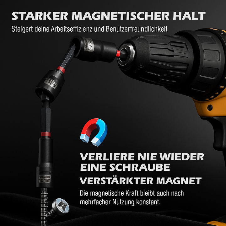 Robustes 46-teiliges Schrauber-Set aus hochfestem Stahl, magnetische Bits und Steckschlüssel für langlebigen Einsatz.
