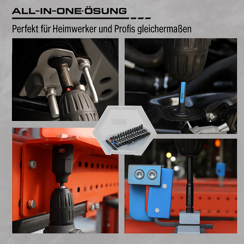 Professionelles 46-teiliges Schrauber-Set für Werkstatt- & Reparaturarbeiten; magnetische Nüsse & Bits erleichtern die Montage.