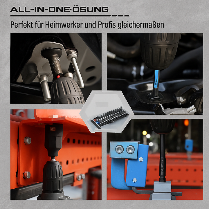 Professionelles 46-teiliges Schrauber-Set für Werkstatt- & Reparaturarbeiten; magnetische Nüsse & Bits erleichtern die Montage.