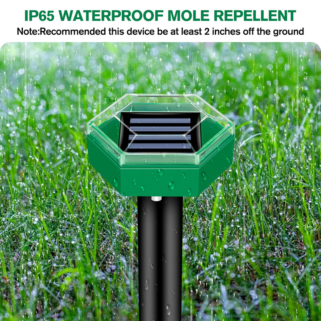 Umweltfreundliche Solar-Ultraschall-Maulwurfabwehr, effektiv und tierfreundlich zur Nagerabwehr im Outdoor-Bereich.