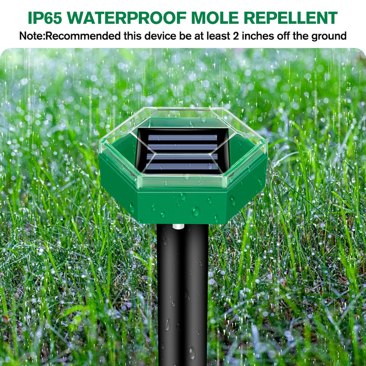 Umweltfreundliche Solar-Ultraschall-Maulwurfabwehr, effektiv und tierfreundlich zur Nagerabwehr im Outdoor-Bereich.