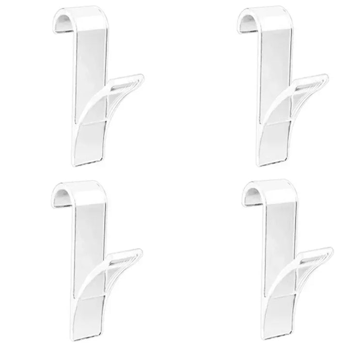 Vielseitiges 4er Set Heizkörperhaken für Bad & Küche. Flexible Handtuchhalterung ohne Bohren, transparente/weiße Optik.