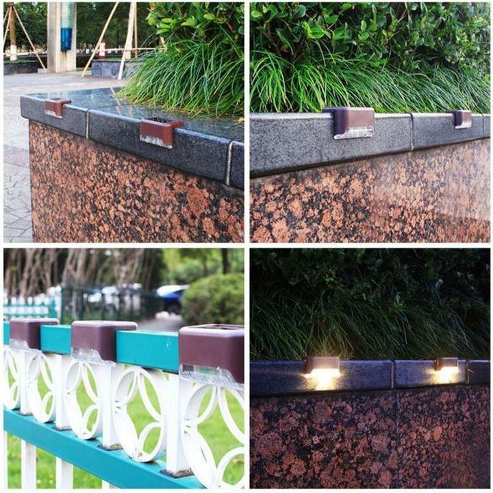 4er-Set Solar-Treppenleuchten, wasserdicht. Moderne Gartenbeleuchtung für Stufen & Außenbereich.