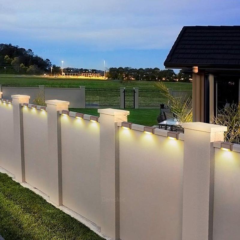Energieeffiziente Solar-Gartenbeleuchtung (4er-Set). Wasserdichte Treppenleuchten für den Außenbereich.