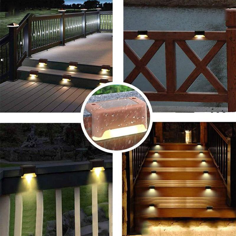 4er-Set Solarleuchten für Treppen. Wasserdichte Wegbeleuchtung für Garten, Terrasse & Stufen.