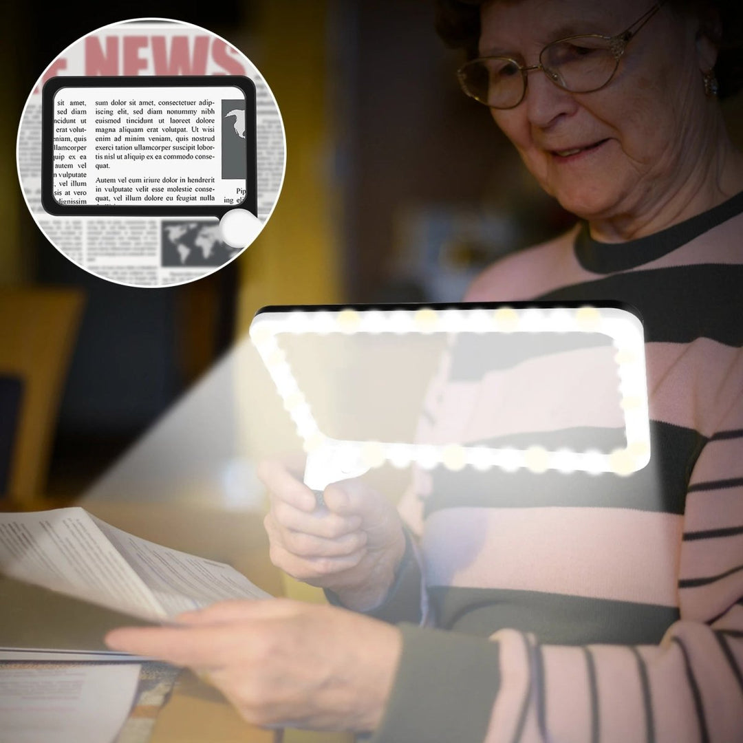 Helle Handlupe (5x) mit LED-Licht für Sehschwäche. Perfekt zum Lesen, Handarbeiten & feinen Details erkennen.