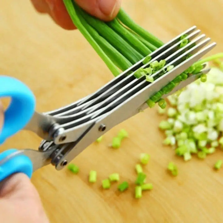 5-lagige Edelstahl-Küchenschere für schnelles Kräuterschneiden, ein vielseitiger Küchenhelfer zum Kochen.