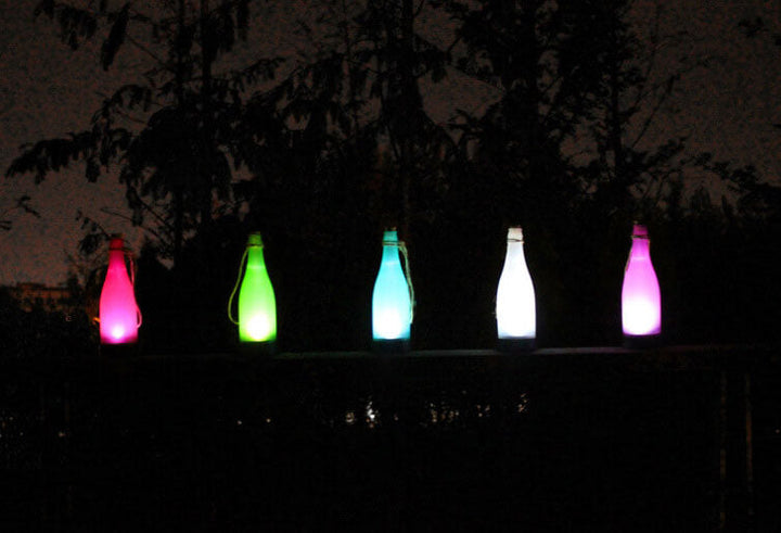 Solar Weinflaschenlichter LED Hängeleuchte, 5er Set für Garten, Terrasse und stimmungsvolle Outdoor-Deko.