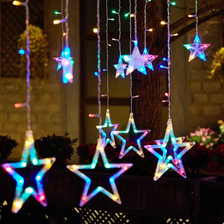 5m LED Lichterkette mit Mond, Stern & Schneeflocken. Solar & Netzbetrieb für Garten & Weihnachtsdeko.