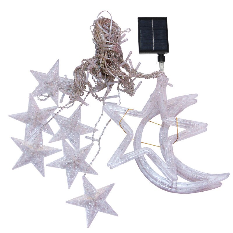 Hängende 5m LED Lichterkette mit zauberhaften Mond-, Stern- & Schneeflocken-Motiven für Deko & Feste.