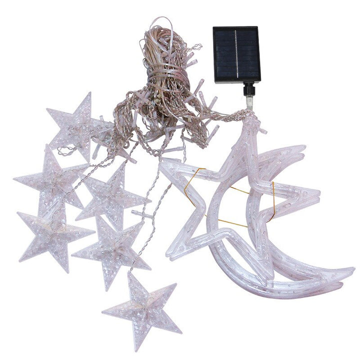 Hängende 5m LED Lichterkette mit zauberhaften Mond-, Stern- & Schneeflocken-Motiven für Deko & Feste.