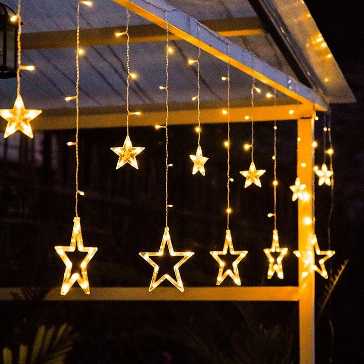 Flexible 5m LED Lichterkette mit Mond, Stern, Schneeflocken. Solar & Netz für jede festliche Gelegenheit.