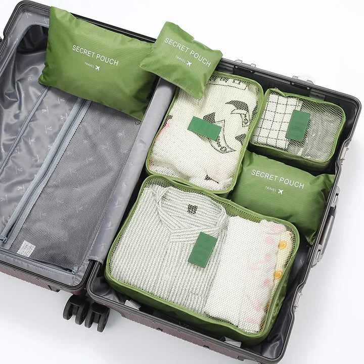 Kofferorganizer für Kleidung: Das 6-teilige Set hält Hemden & Hosen ordentlich und knitterfrei auf Reisen.