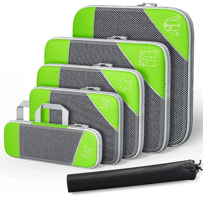 Praktisches Reise-Organizer Set (6-teilig) für Koffer: Packtaschen aus Nylon zur effektiven Gepäck-Ordnung im Urlaub.