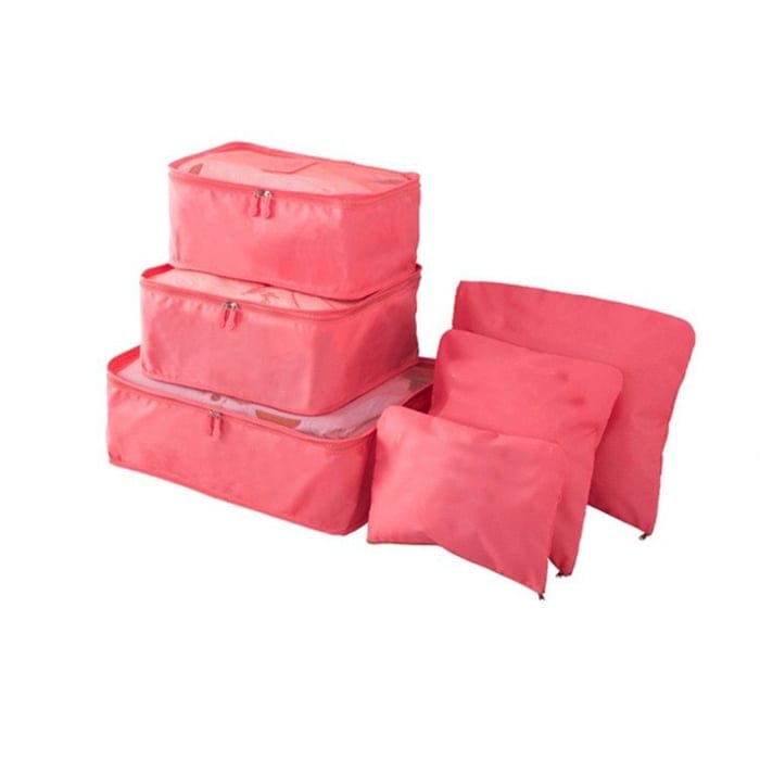 Unisex Kofferorganizer Set: 6 wasserdichte Packwürfel aus Polyester, ideal für alle Reisenden & Gepäckordnung.