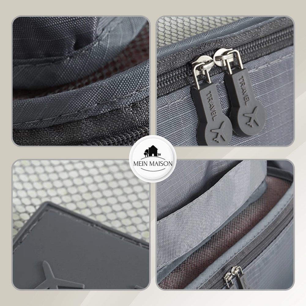 Ordentliches Reise Packwürfel Set zur effizienten Organisation von Kleidung & Reisezubehör im Gepäck, 6-teilig.