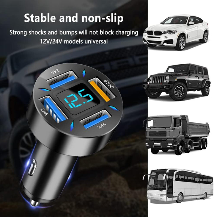 Elegantes 66W Autoladegerät. Dual-Port PD & QC 3.0 zum schnellen Laden von Mobilgeräten im Auto.