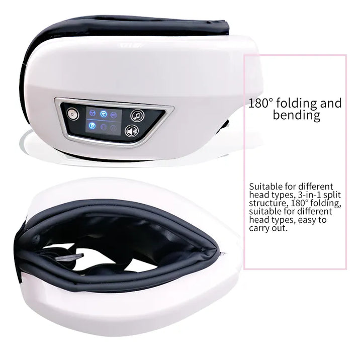 Ergonomisches Vibrations-Augenmassagegerät mit 6D Airbags, fördert Entspannung und Augenerholung.