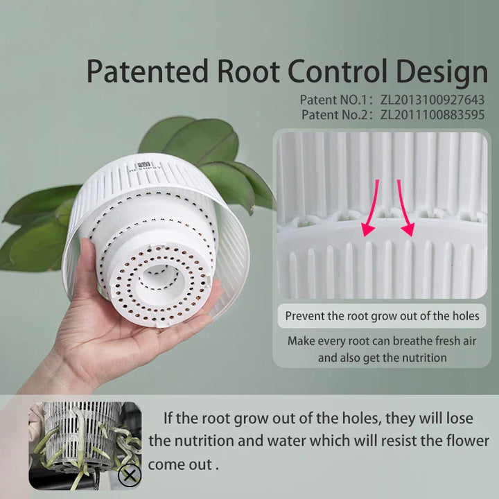 Belüfteter Aëria Orchideen Topf mit effektiven Drainagelöchern für optimales Pflanzenwachstum.