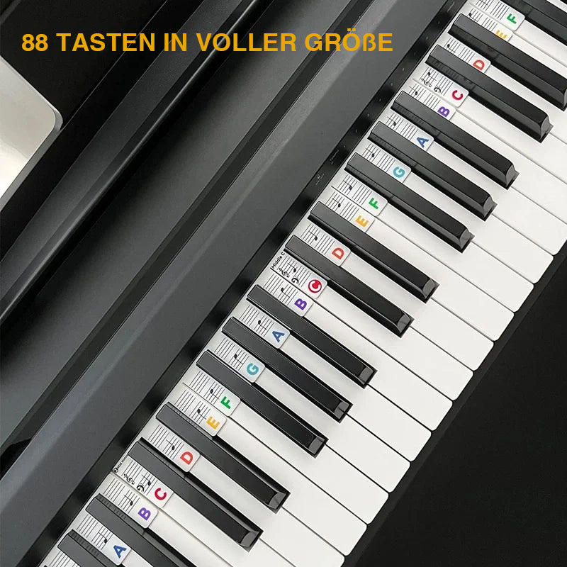 Set von abnehmbaren Notenetiketten für Klaviere. Perfekt für Kinder und Erwachsene im Musikunterricht.