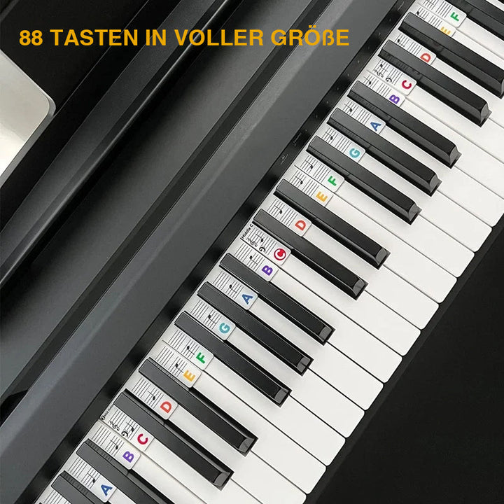 Set von abnehmbaren Notenetiketten für Klaviere. Perfekt für Kinder und Erwachsene im Musikunterricht.