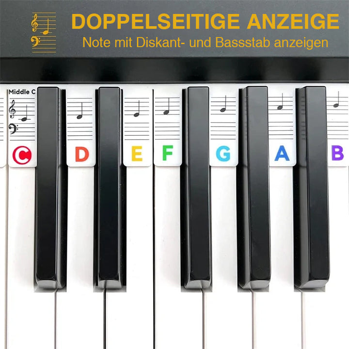 Praktische Klavier Notenetiketten zum schnellen Verstehen der Tasten. Unverzichtbares Klavierzubehör.