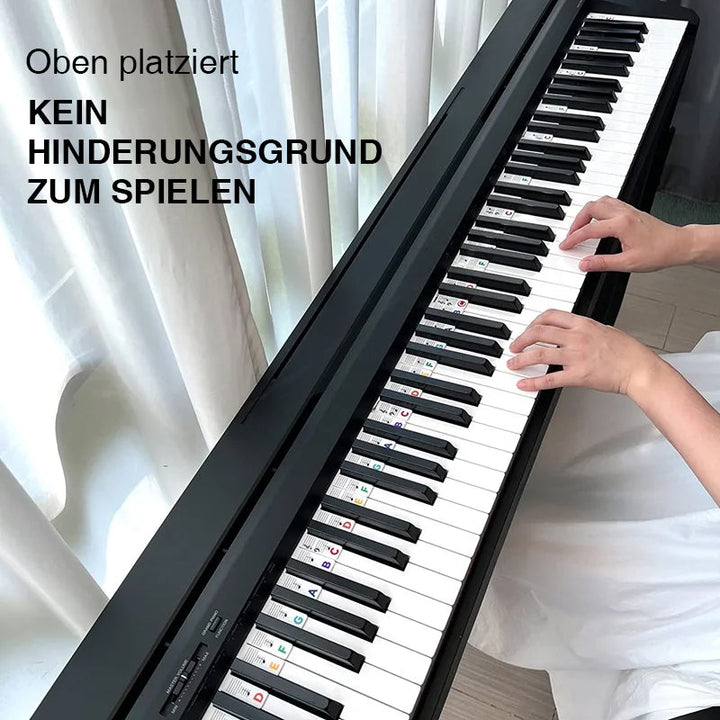 Lernhilfe für Klavier Anfänger: Abnehmbare Notenetiketten zur Positionierung auf der Tastatur.