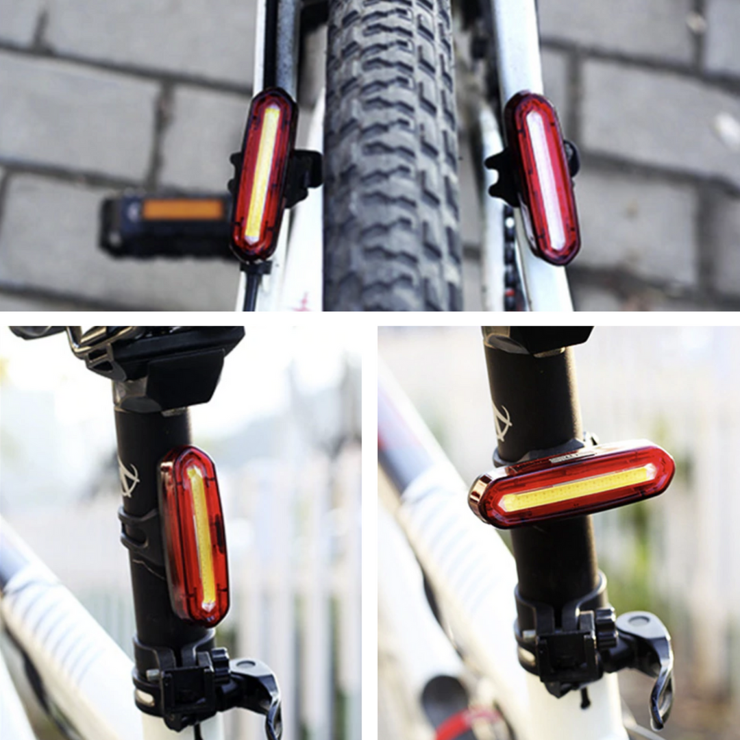 Robustes, wasserdichtes LED-Rücklicht als unverzichtbares Fahrradzubehör für sicheres Outdoor-Radfahren.