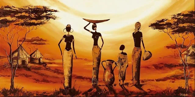 Kulturell inspiriertes Leinwandbild: Abstrakte afrikanische Frau, Aquarell-Ästhetik, Wanddeko.