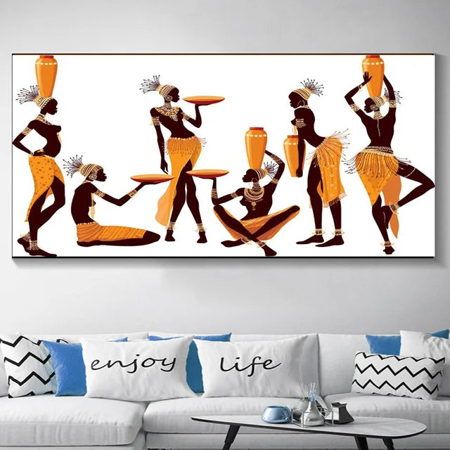 Leinwandbild "Afrikanische Frau" abstrakt, moderne Kunst für Ihr Wohnzimmer, ungerahmt.