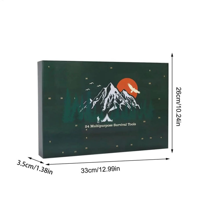 Praktischer Adventskalender für Männer: 24 essenzielle Outdoor-Werkzeuge für Survival, Camping und jedes Abenteuer.