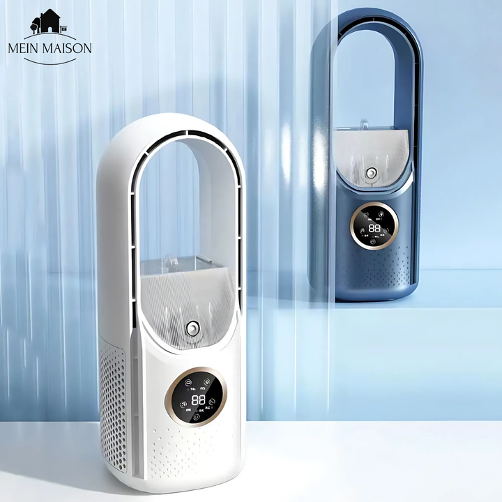 Kompakter Airevo USB Tisch-Luftkühler, mobiler Ventilator für Schreibtisch & Reisen im Sommer.