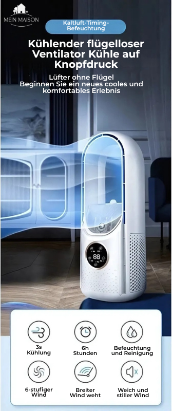 Leiser Airevo USB Tisch-Luftkühler, perfekter Ventilator mit Befeuchtung für entspanntes Arbeiten im Büro.