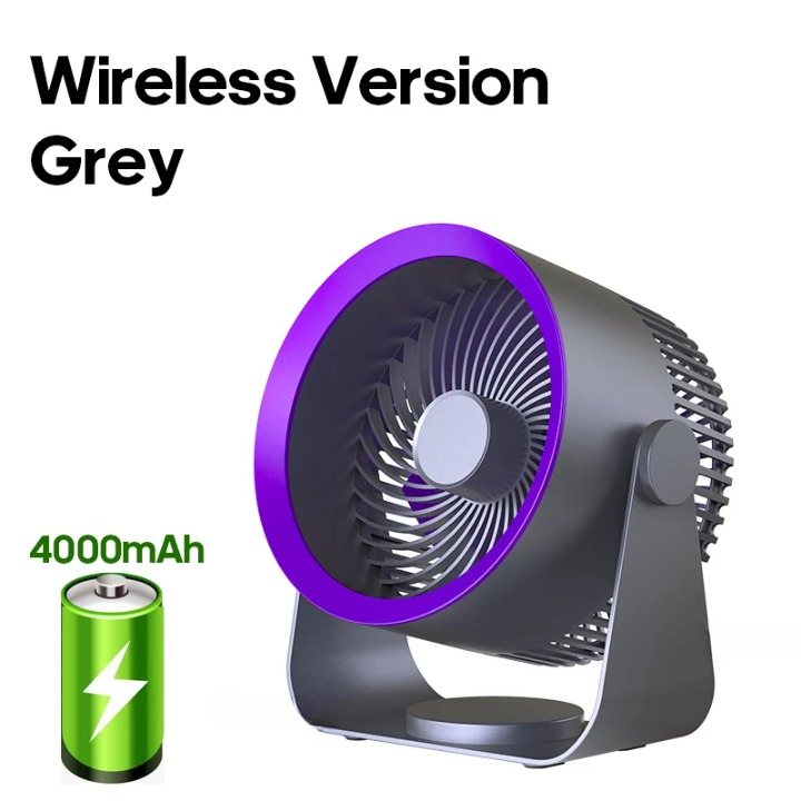 Kompakter AirFlex Akku-Tischventilator, robust und effizient für angenehme Kühlung.