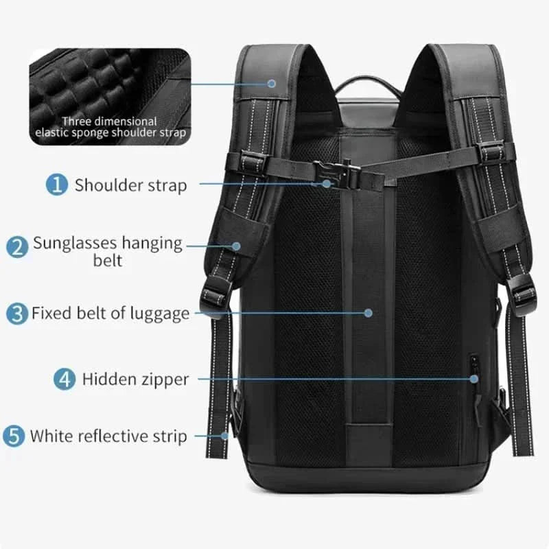 Robuster AIRTRAIL Unisex Rucksack von vorne, mit praktischen Reißverschlusstaschen & Gurten.