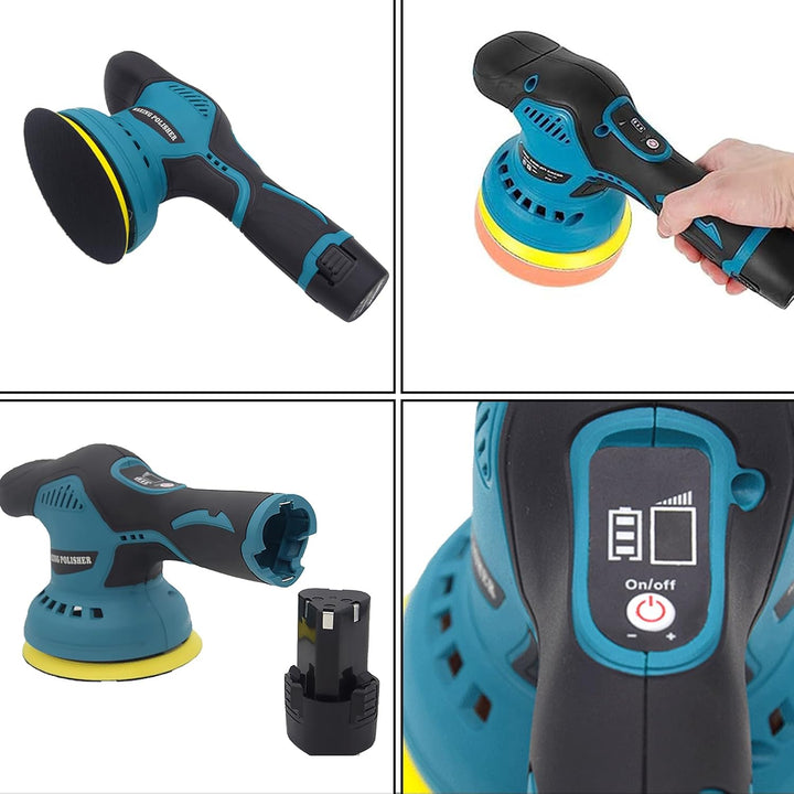 Handlicher kabelloser Torvex Auto-Polierer, ideal für flexible Fahrzeugpflege ohne Steckdose.