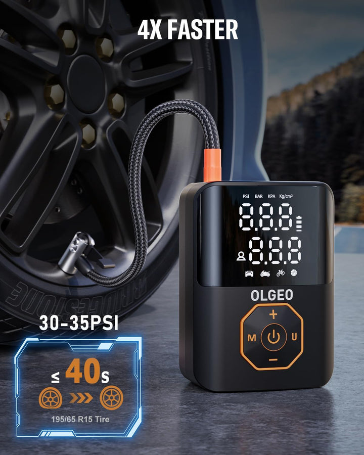 Tragbare Reifendruckpumpe mit Akku für Auto, Motorrad, Fahrrad & Sportbälle; kabellos, 160 PSI max. Druck.