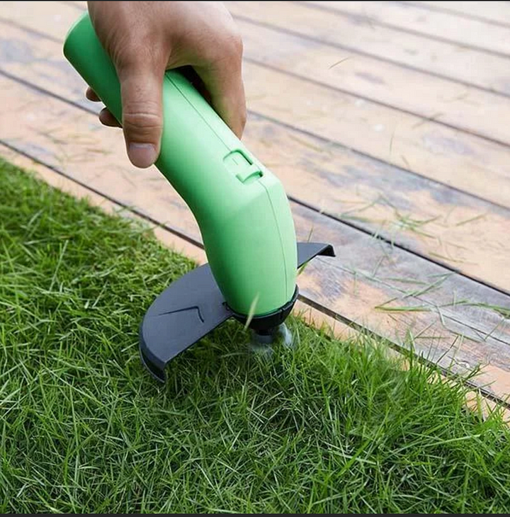 Ergonomischer Akku-Unkrautentferner. Kompakter Handtrimmer für präzises Schneiden von Rasen und Unkraut.